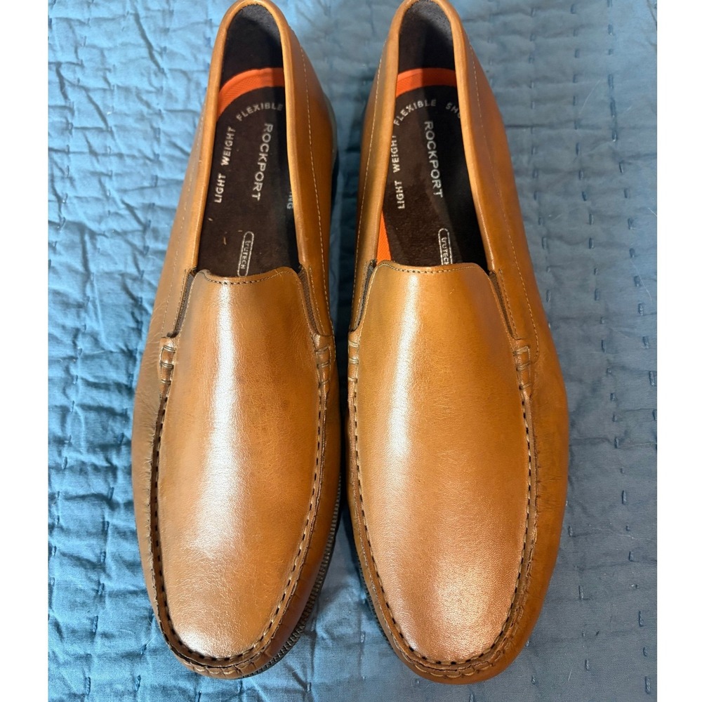 Rockport Men Tan Leather truTECH Slip On Loafers Size 12 W Country Club Preppy